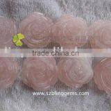 Top Quality Rose Quartz Semi Precious Stone Carving Rose Flower thumbnail-1