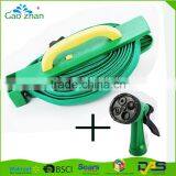 15m Flat Garden Hose Pipe Hose Reel With 4 Ways Spray Nozzle Gun Outdoor Watering Hose 15M thumbnail-1