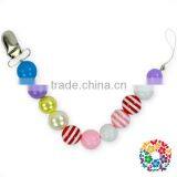 BPA Free Silicone Baby Teething Funny Pacifier Clips Beads Pacifier Holder Clip thumbnail-1