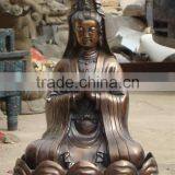 Bronze Kyan Yin Statue Sitting on Lotus Flower thumbnail-1