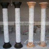 Interior Decoration Flower Design Carving White Marble Pillars Factory