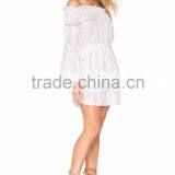 Long Sleeve off Shoulder Ruffle White Elegant Dress Fashion Woman Holiday Dress thumbnail-3