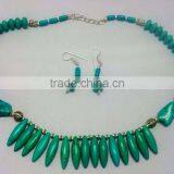 Latest Design Handmade Turquoise Stone Necklace With Earrings thumbnail-1