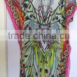 Multicolor CAFTAN Digital Print Crepe Silk LONG Kaftan Tunic Poncho thumbnail-1