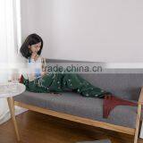 Wholesale High Quality Christmas Green Knitted Mermaid Tail Blanket for Children thumbnail-5