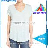 Rayon,polyester,spandex Tri-blend Curved Hem v Neck Wholesale Short Sleeve t Shirts thumbnail-1
