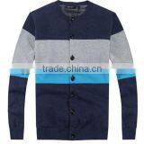 The Long Sleeve Dark Blue/sky Blue Stripes Design Knitting Cardigan Casual Men Knitted Sweater thumbnail-1