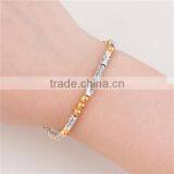 Light Beige Terylene Cord Gold Plated Copper Morse Code " FAMILY " Bracelets thumbnail-2