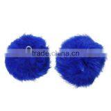Angora Pom Pom Balls DIY Craft Decoration Deep Blue With Ring 80mm Dia. thumbnail-3