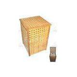 Large Real Walnut Gridding Wooden Laundry Box , White Fabric Bag Inside thumbnail-1