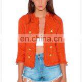 Outdoor Fashion New View Ladies Bright Orange Tweed Blazer Jacket thumbnail-3