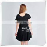 Summer Dress Bamboo Fiber Rayon Pleated O Neck Short Sleeves thumbnail-3