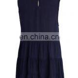 Women Slim Girls Navy Chiffon Pleated Casual Tunci Party Dress thumbnail-1