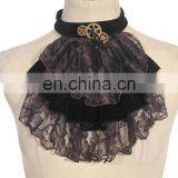 Steampunk Gothic Jabot-collar With Laces Hands of the Clock and Gear thumbnail-2
