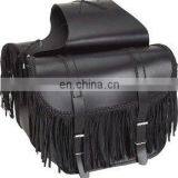 HMB-4018A LEATHER MOTORCYCLE SADDLE BAGS SET FRINGES BRAIDED STRAIGHT thumbnail-1
