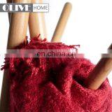 China New Bright Red Jacquard Mohair Acrylic Woven Throw Blankets With Tassels thumbnail-1