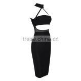 Summer Dress Wholesale Luury 2016 New Fashion Black High Neck Sey Women Evening Party Bandage Dress Bandage Bodycon Women Wearin thumbnail-2