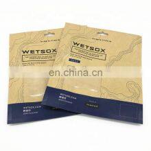 Socks Packaging Paper Bag 100% Biodegradable 3 Side Seal Paper Bag With Logo Print Kraft Paper Flat Pouch for Clothing thumbnail-1