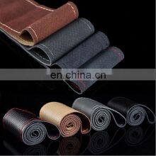 New 38Cm Genuine Leather Auto Car Steering Wheel Cover 18 Inch 13 Inch Wheel Cover Phone Soft Cover Anti-Slip Black Braid With thumbnail-3