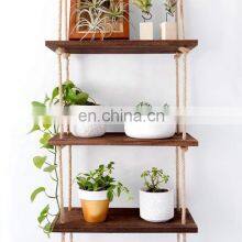 3-уровневый органайзер из жутового веревка, плавающий полки, подвесные стеллажи для стены, настенные подвесные полки из дерева