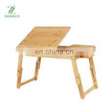 Laptop Desk Table Adjustable 100% Bamboo Foldable Breakfast Serving Bed Tray w' Tilting Top Drawer thumbnail-2