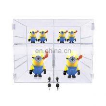 Custom Clear Acrylic Display Cabinet Case With Locking Hinged Doors and 2 Shelves
