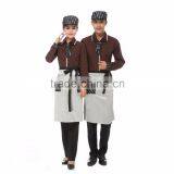 Wholesale Purple Dark Grey Heartneck Belt Linen Tunic Tops for Hotel Uniform Housekeeping Staff Uniform