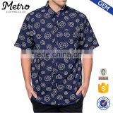 Wholesale Graphic Printed Navy Shirts With Button Up