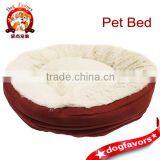 Deluxe Plush 21" Round RED Faux Suede & Fur Pet Dog Cat Bed Pillow Cuddler NEW thumbnail-1