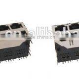 Shielded Double Row 2*N Port RJ45 Network Connector