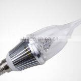 High Bright Commercial Lighting 3W Mini Led Candle Bulb With Clear Glass Cover