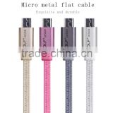 GOLF micro metal flat cable 2.1A weave noodle fast charge and data cable for android mobile phone