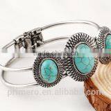 New Hot Vintage Style Tibetan Silver Round Turquoise Bracelet Alloy Bangle Jewelry thumbnail-6