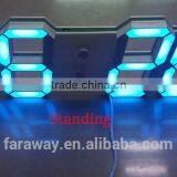 Remote 5" Large Blue Led Wall Clock With Calendar,temperature and Alarm Function thumbnail-2