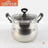 NEW Belly Shape 22cm Stainless Steel Hot Pot With Glass Lid and Bakelite Handle With Capacity 8 QT Stew Pot thumbnail-2