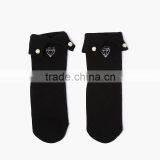 Plain Solid Japanese Student Socks With a Button thumbnail-2