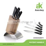 Classic Knife Block Set 6 Piece Natural Oak and High Quality Stainless Steel