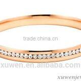 Thin Rose Gold Plated 316l Stainless Steel Crystal Metal Bangle