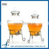 12L Glass Beverage Dispenser With Faucet and Metal Stand thumbnail-1