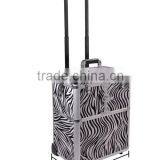 Zebra 19" Beauty Rolling Makeup Train Aluminum Case Mirrored 3 Tiers Artist Box thumbnail-1