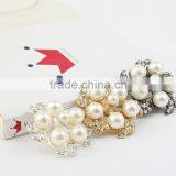 Flower Shape Decorative Vintage 888Crystal Rhinestone Button With Plastic Pearl for Wedding Bouquet