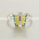 Hot Sale Silver Ring Fancy Yellow Enamel Color Butterfly Custom Logo Silver 925 Cheap Rings thumbnail-5
