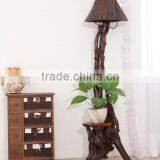 Southeast Asia Style Root Carved Floor Lamp, Unique Design Wood Carved Standard Lamp With Bark Lampshade (BF01-X1166) thumbnail-3