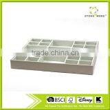 21 Compartment Desk Accessory Organizer Tray in Grey PU Leather thumbnail-1