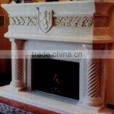 Beige Travertine Fireplace thumbnail-1