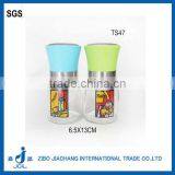 Elegant Decal Manual Glass Salt and Pepper Shaker Grinder thumbnail-1