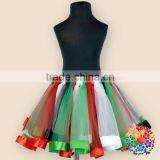 Posh Handmade Christmas Party Fluffy Red Green Black Tulle Satin Line Tutu Skirt For Baby Girls thumbnail-1