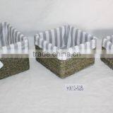 Pure Hand Woven Water Hyacinth Grass Baskets With Lid thumbnail-1