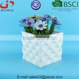 Home and Garden Decorations Dimple Design Glazed Pot Plant White Square Ceramic thumbnail-2