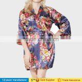 2017 Fashion Summer Nightgown Sleepwear 100% Polyester Printed Floral Wedding Bride Bridesmaid Silk Satin Short Kimono Robes thumbnail-5
